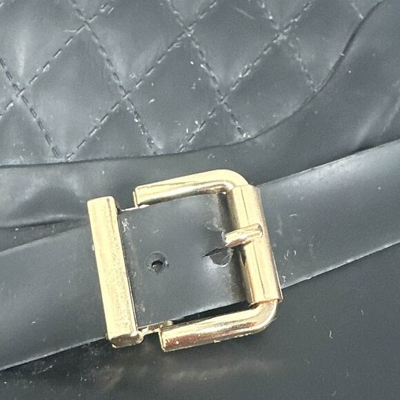 Guess Rain Boots & Quilted Black Gold Trim Tall Outdoorsy Riding Western Preppy - Picture 11 of 16